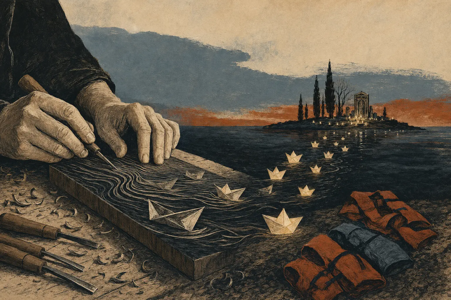 Illustration zur Kurzgeschichte „Totenlichter“
